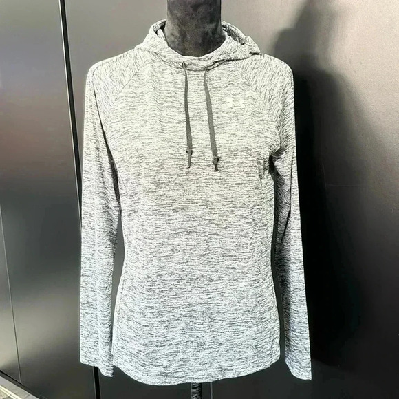 Under Armour Heat gear loose fit, hooded athletic top, heather Gray  - M - Picture 1 of 9
